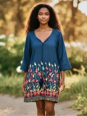 DODO Floral Embroidered Tunic Dress